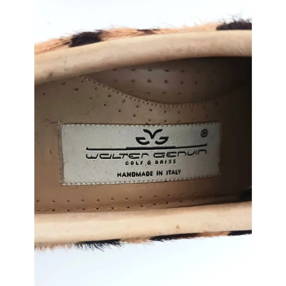Walter Genuin Leopard Print Calf Hair Kiltie Brogue Golf Shoes Handmade Italy 7B